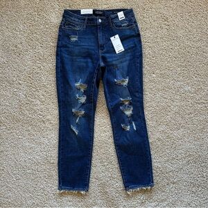 Judy Blue High Waist Boyfriend Fit Distressed‎ Jeans (Style JB88305) Size 7/28